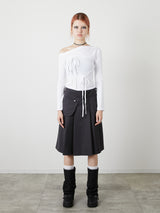POCKET PLEATS SKIRT / CHARCOAL GRAY