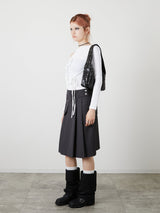POCKET PLEATS SKIRT / CHARCOAL GRAY
