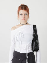 ONE SHOULDER RIBBON TOPS / WHITE