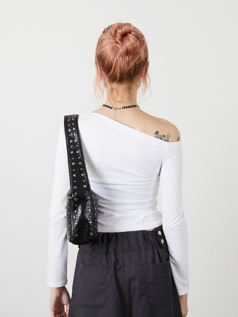 ONE SHOULDER RIBBON TOPS / WHITE