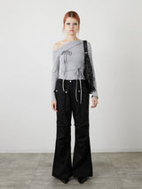 POCKET FLARE PANTS / BLACK