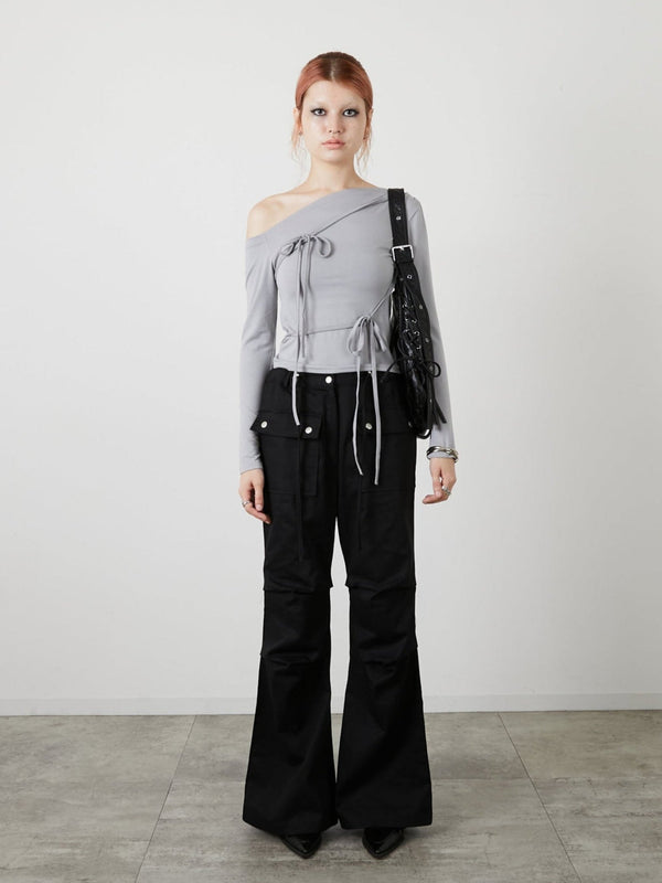 POCKET FLARE PANTS / BLACK