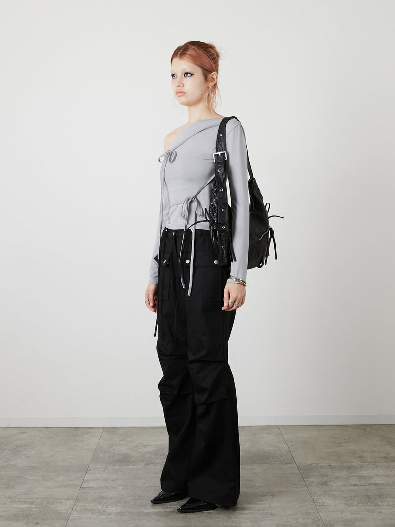 POCKET FLARE PANTS / BLACK