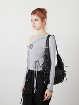ONE SHOULDER RIBBON TOPS / GRAY