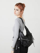 EYELET HAND BAG / BLACK