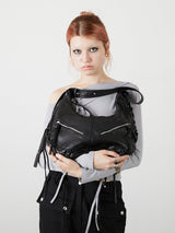 EYELET HAND BAG / BLACK