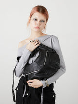 EYELET HAND BAG / BLACK