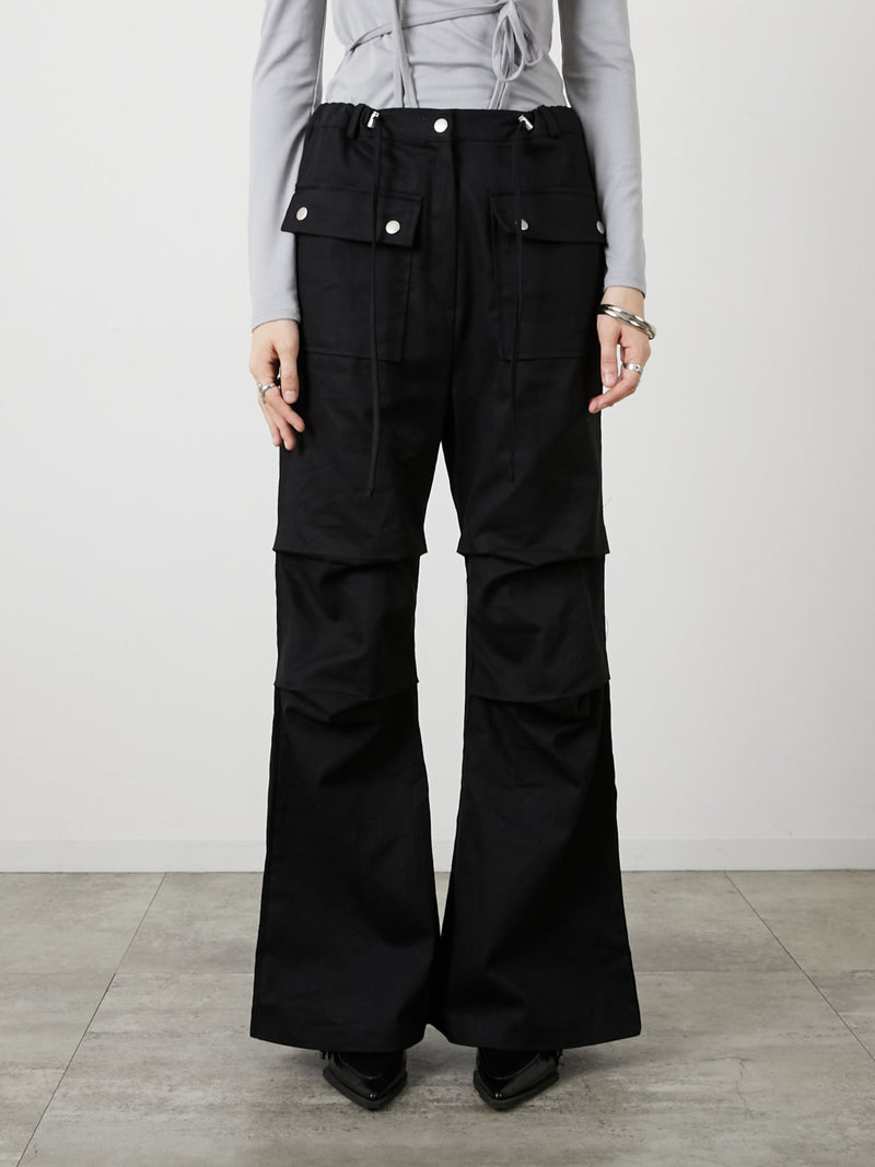 POCKET FLARE PANTS / BLACK