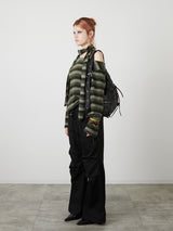 MUFFLER SET BORDER KNIT / KHAKI