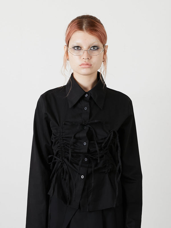 RIBBON SHIRT / BLACK