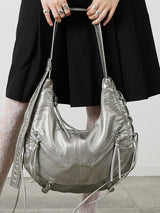 EYELET HAND BAG / SILVER