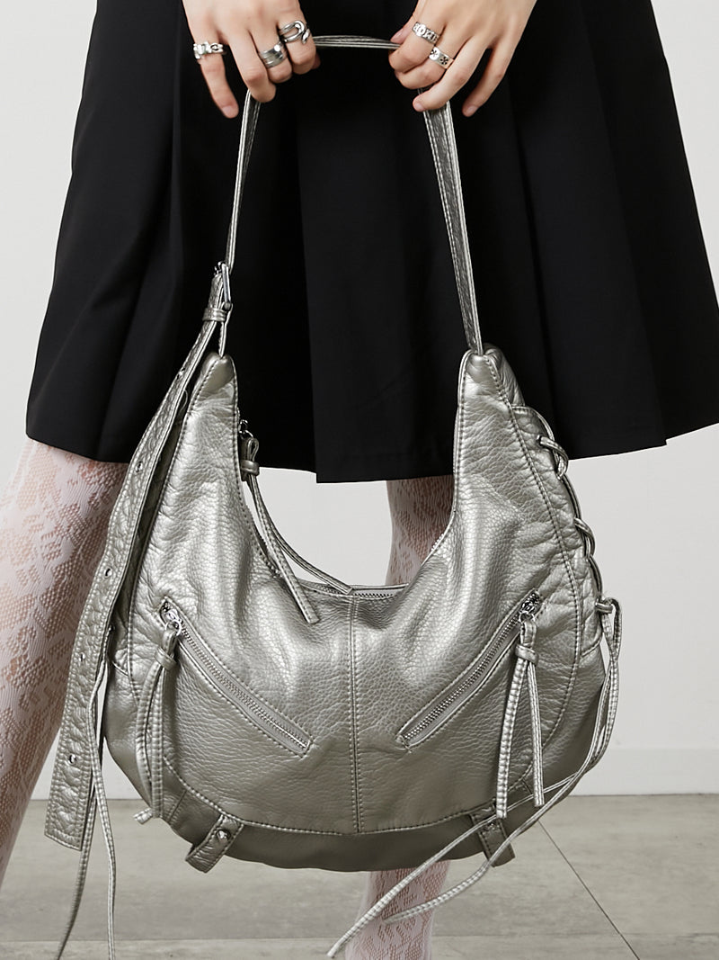 EYELET HAND BAG / SILVER