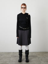 POCKET PLEATS SKIRT / CHARCOAL GRAY