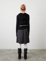 POCKET PLEATS SKIRT / CHARCOAL GRAY