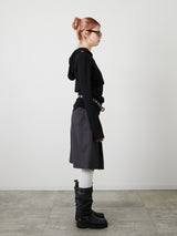 POCKET PLEATS SKIRT / CHARCOAL GRAY