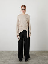 ASYMMETRY FRILL TOPS / BEIGE