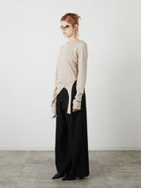 ASYMMETRY FRILL TOPS / BEIGE