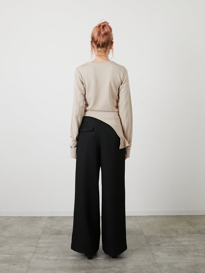 ASYMMETRY FRILL TOPS / BEIGE