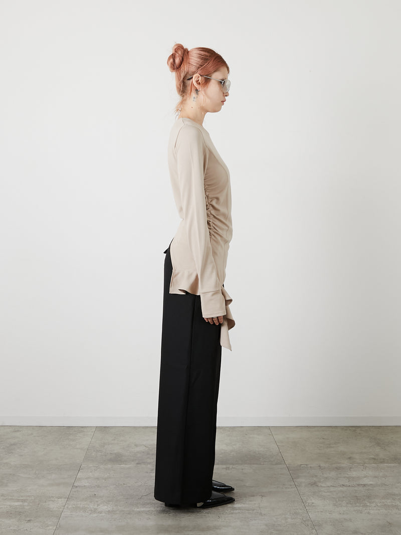 ASYMMETRY FRILL TOPS / BEIGE