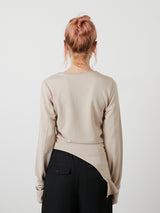 ASYMMETRY FRILL TOPS / BEIGE