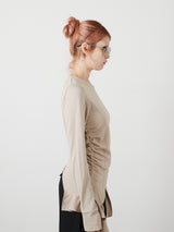 ASYMMETRY FRILL TOPS / BEIGE
