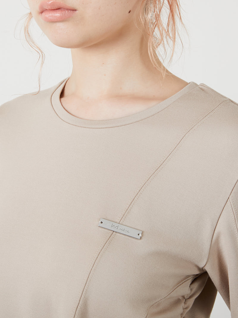 ASYMMETRY FRILL TOPS / BEIGE