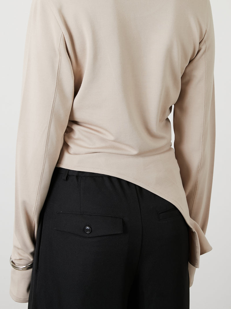 ASYMMETRY FRILL TOPS / BEIGE