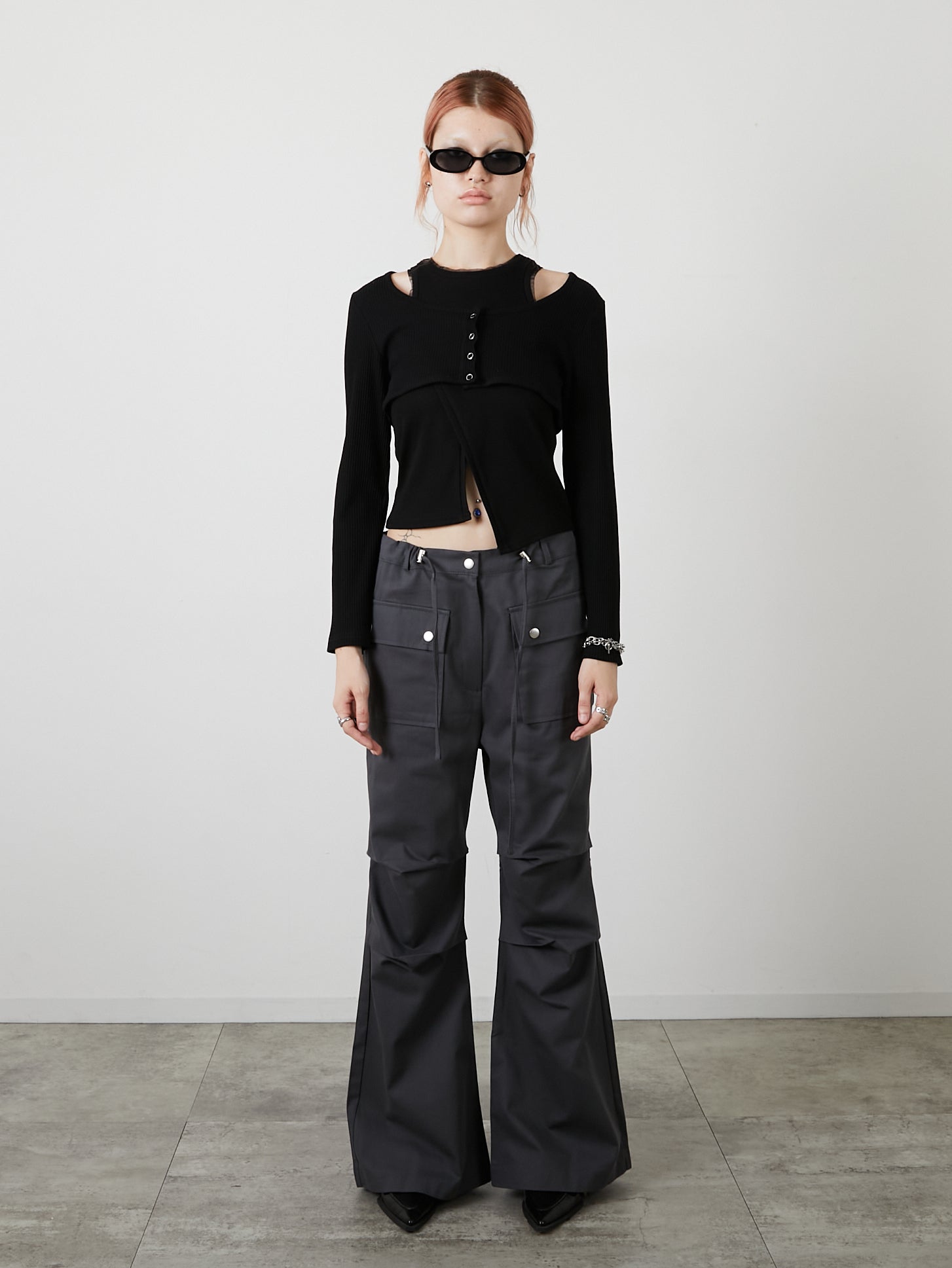 POCKET FLARE PANTS / CHARCOAL GRAY – led-tokyo│レッドトーキョー