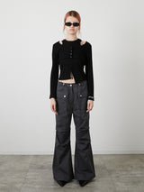 POCKET FLARE PANTS / CHARCOAL GRAY