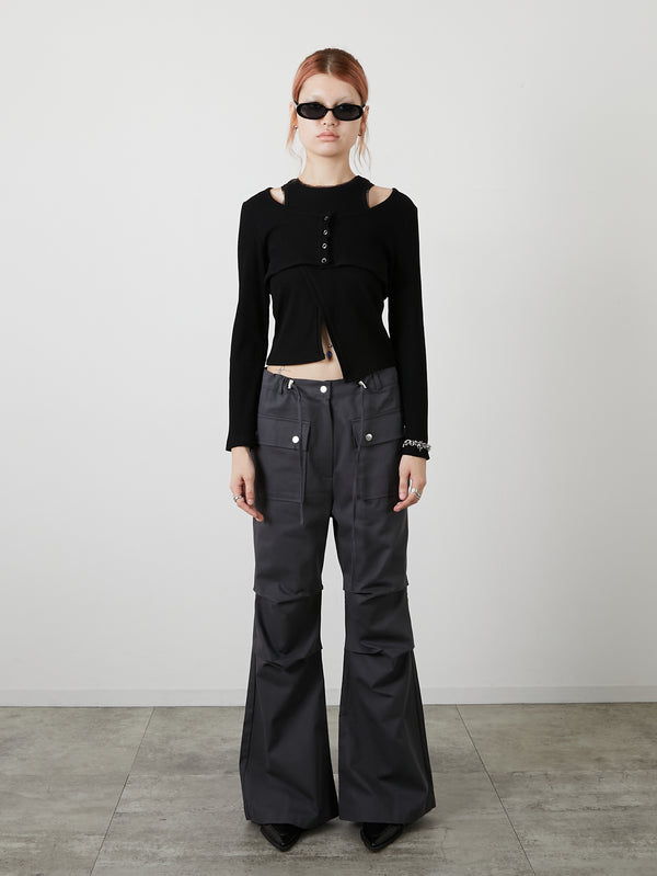 POCKET FLARE PANTS / CHARCOAL GRAY