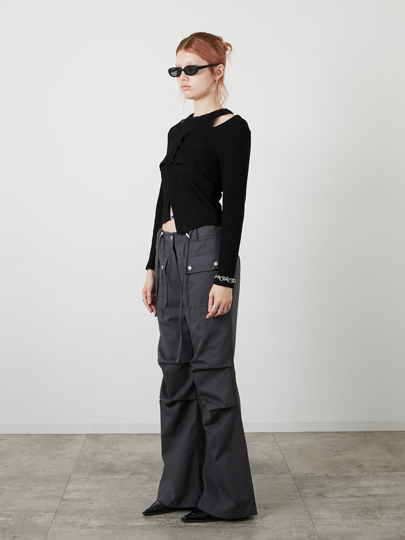 POCKET FLARE PANTS / CHARCOAL GRAY