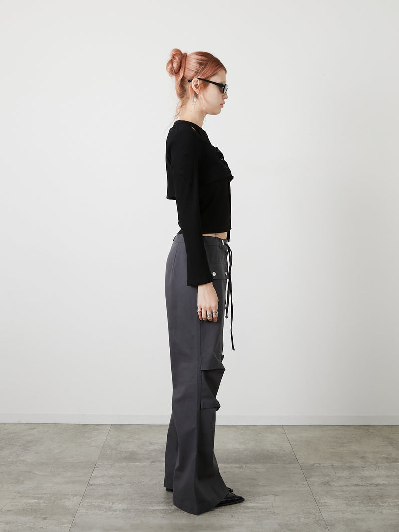 POCKET FLARE PANTS / CHARCOAL GRAY