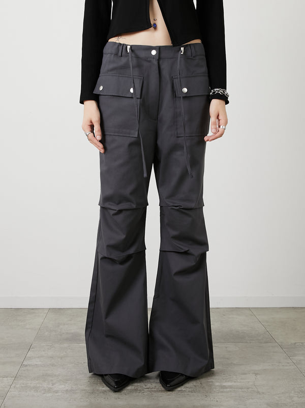 POCKET FLARE PANTS / CHARCOAL GRAY