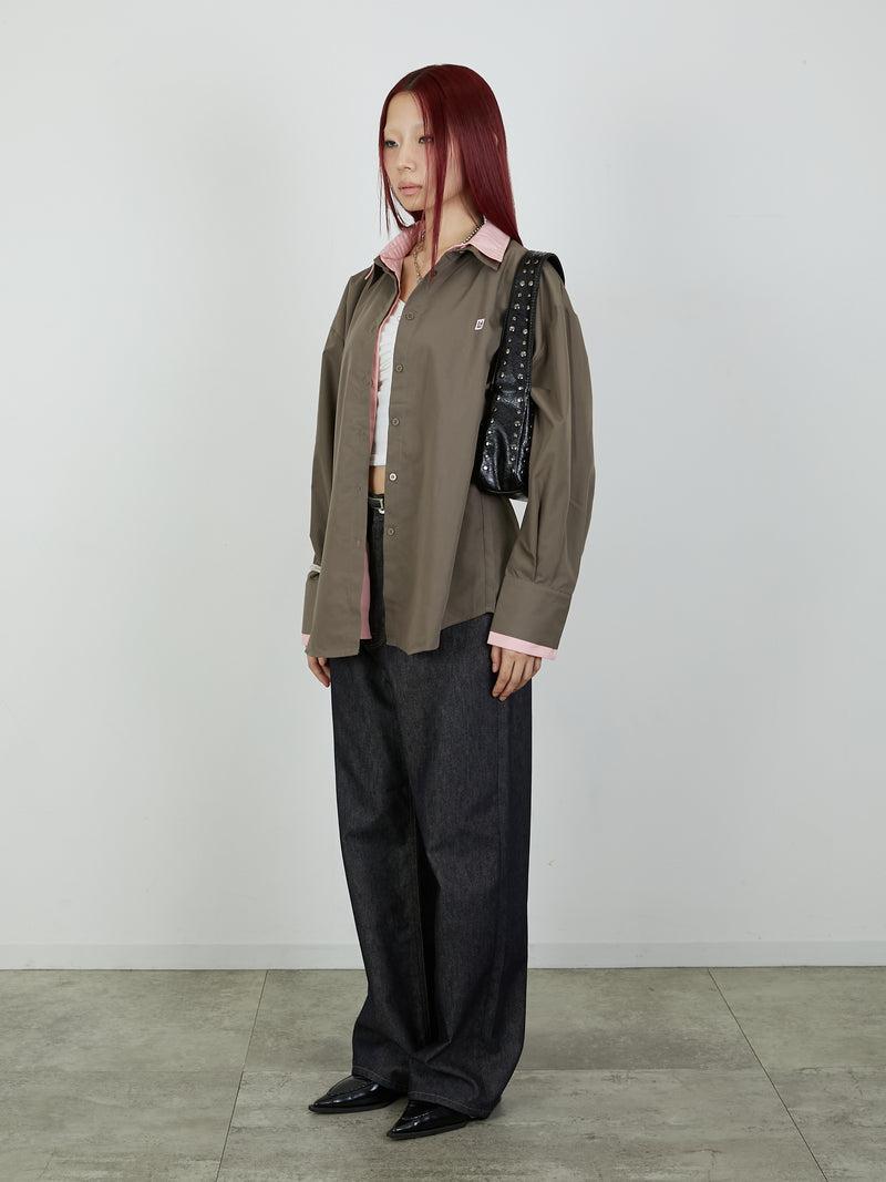 【Heart by led.】LAYERED LIKE SHIRT / BROWN