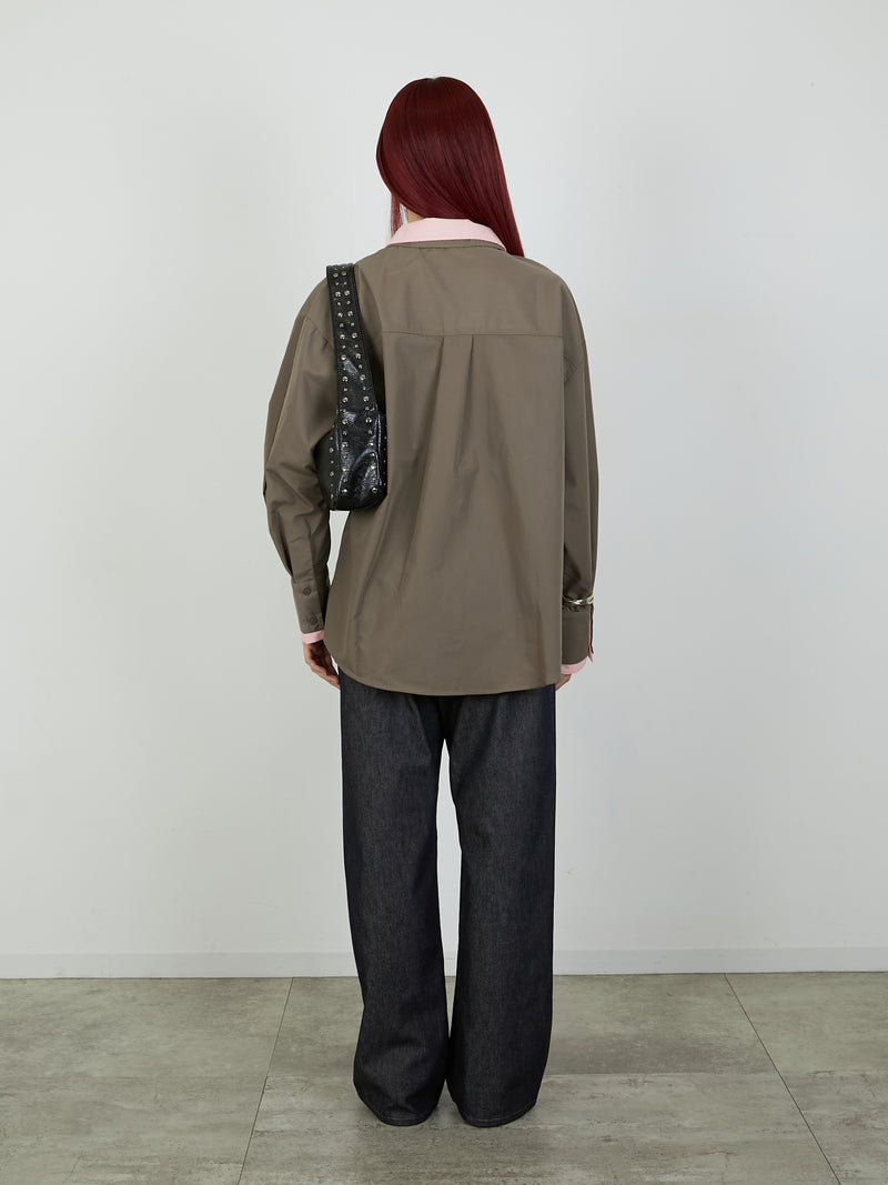 【Heart by led.】LAYERED LIKE SHIRT / BROWN