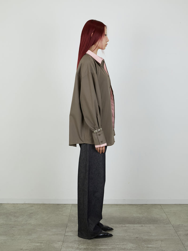 【Heart by led.】LAYERED LIKE SHIRT / BROWN