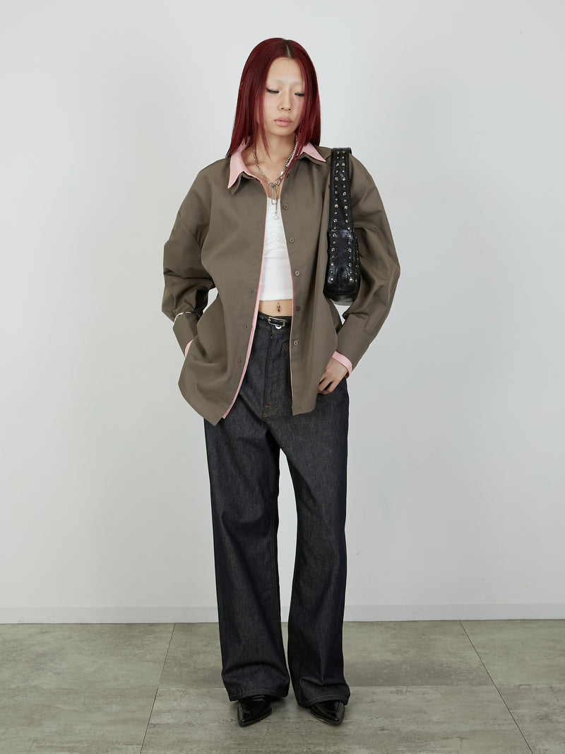 【Heart by led.】LAYERED LIKE SHIRT / BROWN