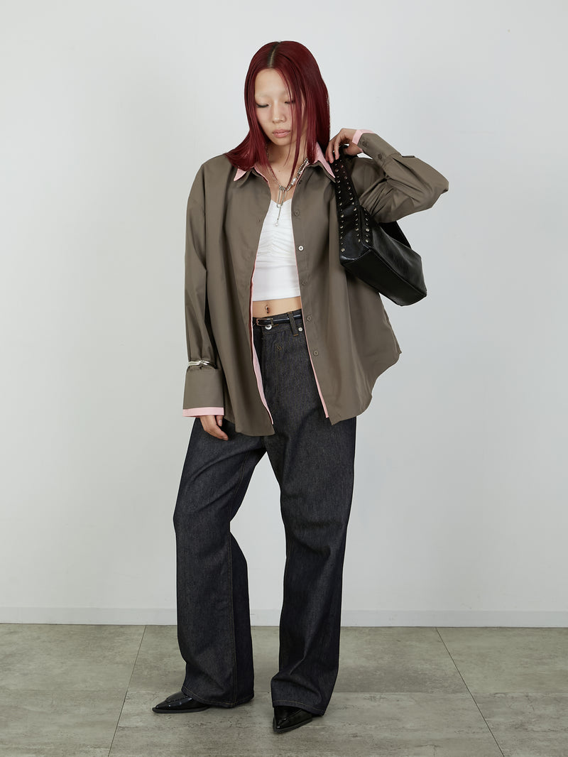 【Heart by led.】LAYERED LIKE SHIRT / BROWN