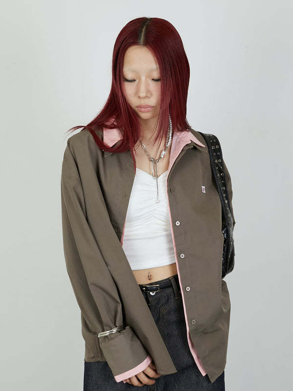 【Heart by led.】LAYERED LIKE SHIRT / BROWN