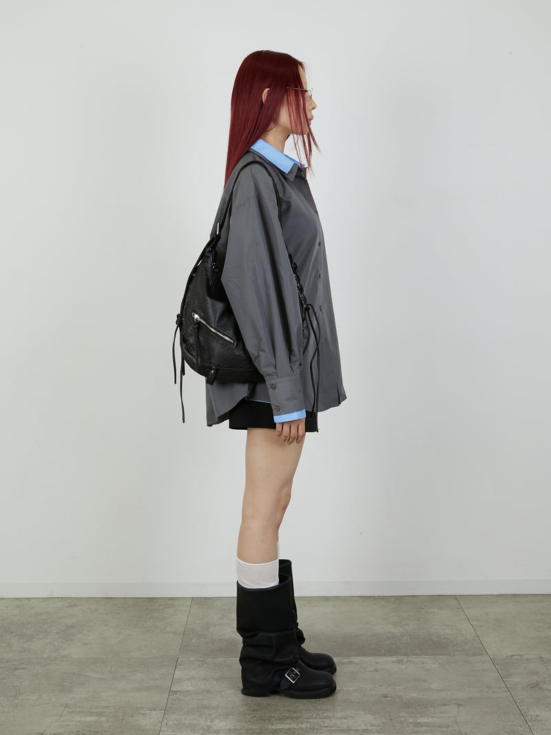 【Heart by led.】LAYERED LIKE SHIRT / CHARCOAL GRAY