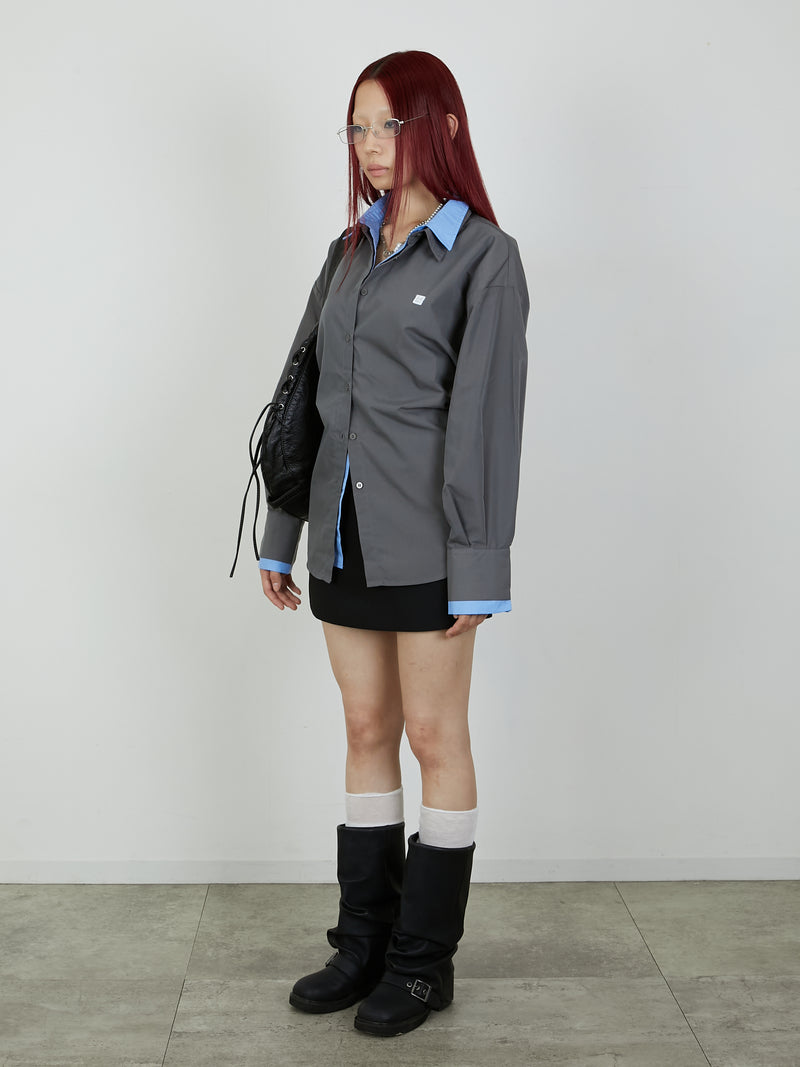 【Heart by led.】LAYERED LIKE SHIRT / CHARCOAL GRAY