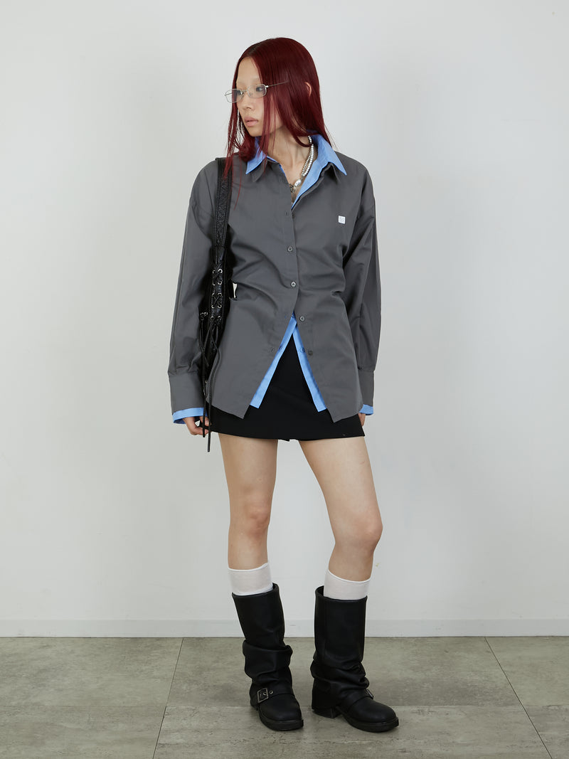 【Heart by led.】LAYERED LIKE SHIRT / CHARCOAL GRAY