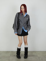 【Heart by led.】LAYERED LIKE SHIRT / CHARCOAL GRAY