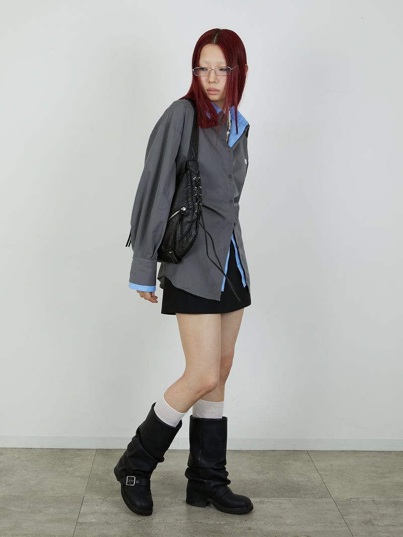 【Heart by led.】LAYERED LIKE SHIRT / CHARCOAL GRAY
