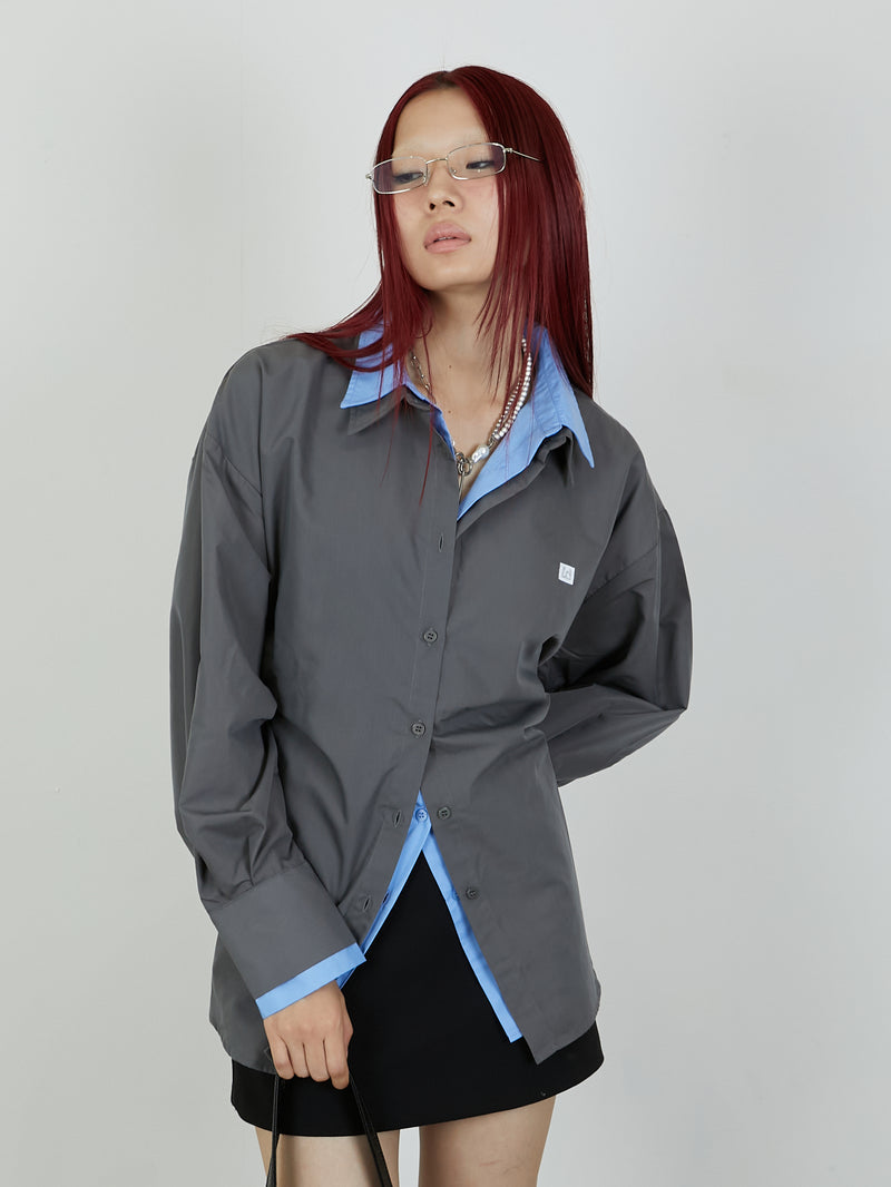 【Heart by led.】LAYERED LIKE SHIRT / CHARCOAL GRAY