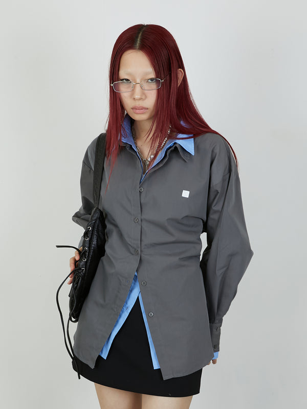 【Heart by led.】LAYERED LIKE SHIRT / CHARCOAL GRAY