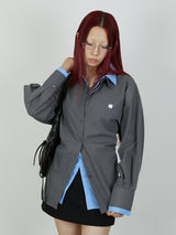 【Heart by led.】LAYERED LIKE SHIRT / CHARCOAL GRAY