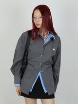 【Heart by led.】LAYERED LIKE SHIRT / CHARCOAL GRAY