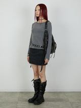 【Heart by led.】SIDE HOOK TOPS / GRAY