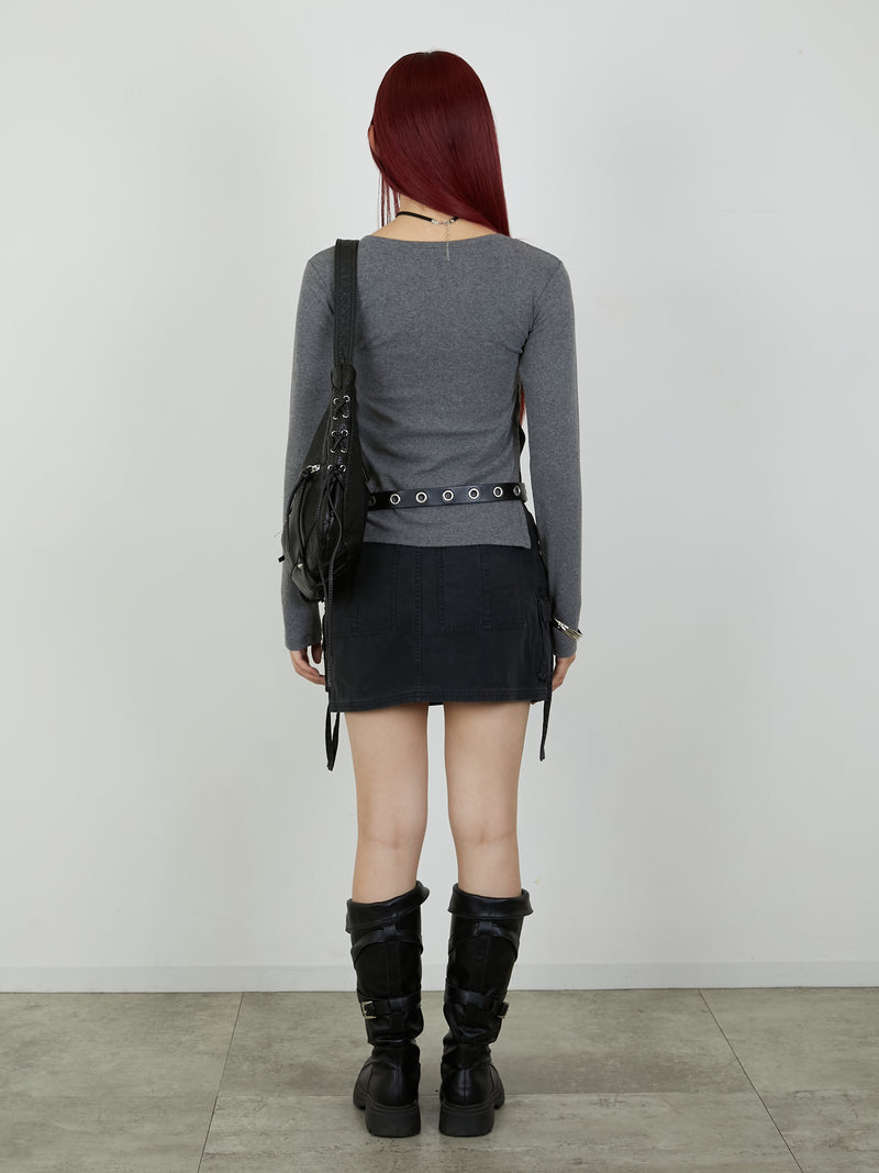 【Heart by led.】SIDE HOOK TOPS / GRAY